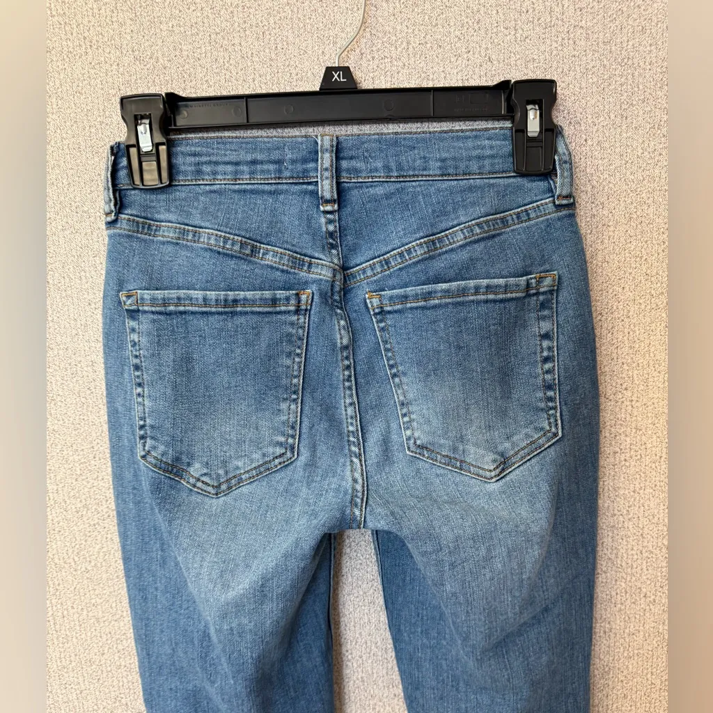 We The Free People Womens 26 Distressed Skinny Crop Fringe‎ Denim Jeans - Image 6