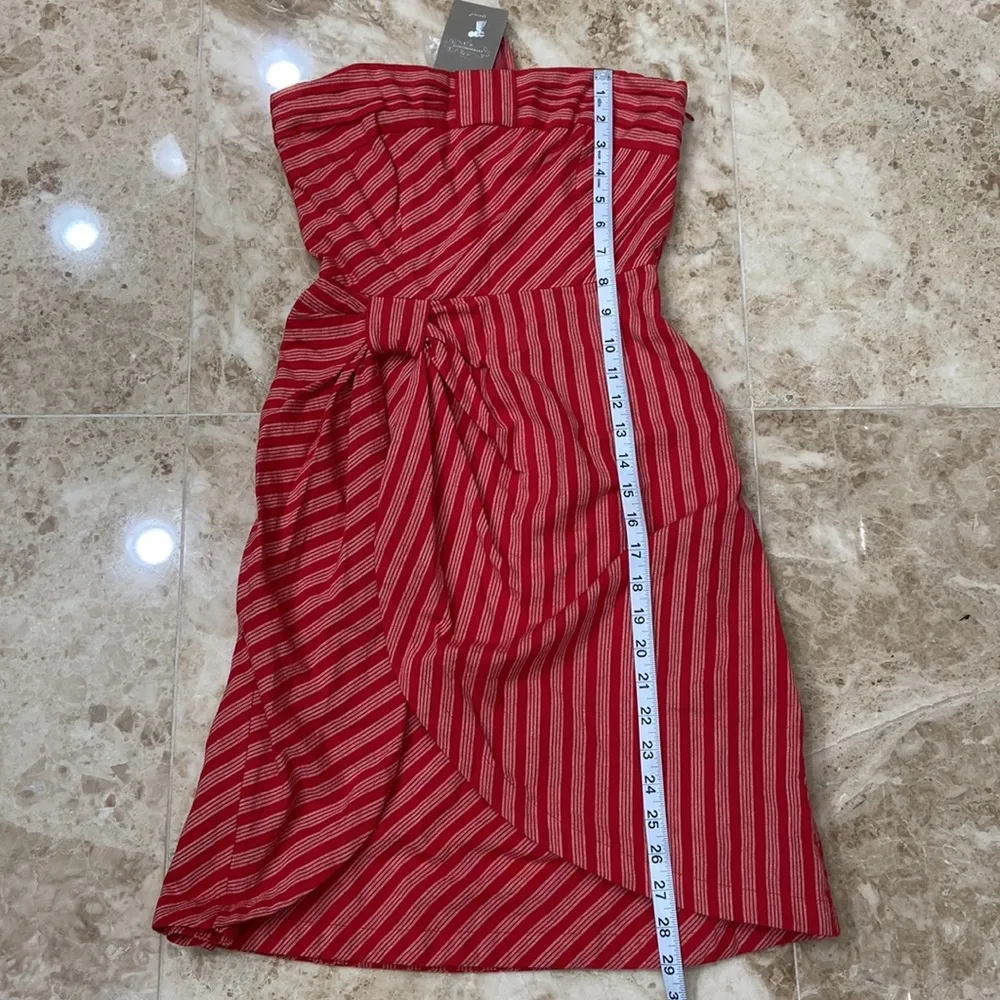 🛍️ Blazing Red Striped Strapless Mini Dress.0.NWT - Image 4
