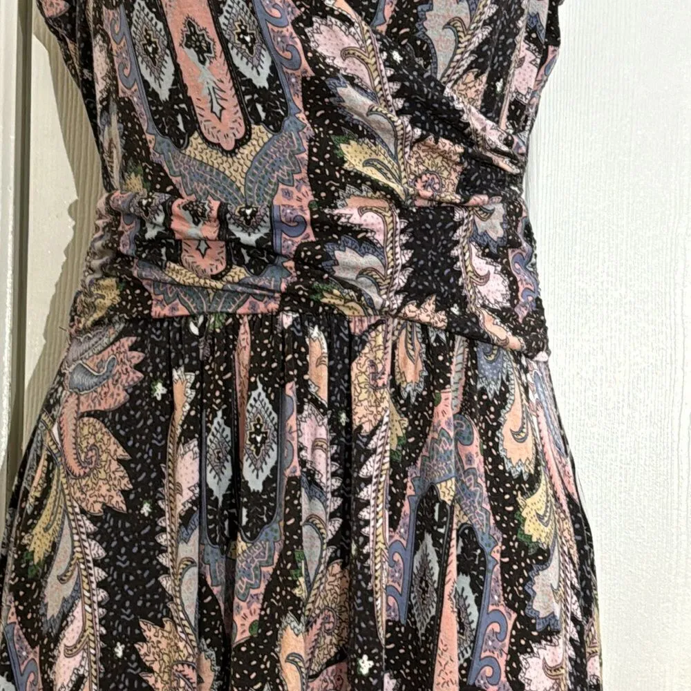 Maeve Anthropologie Leslie Paisley Wrap Top Midi Dress Size S - Image 6