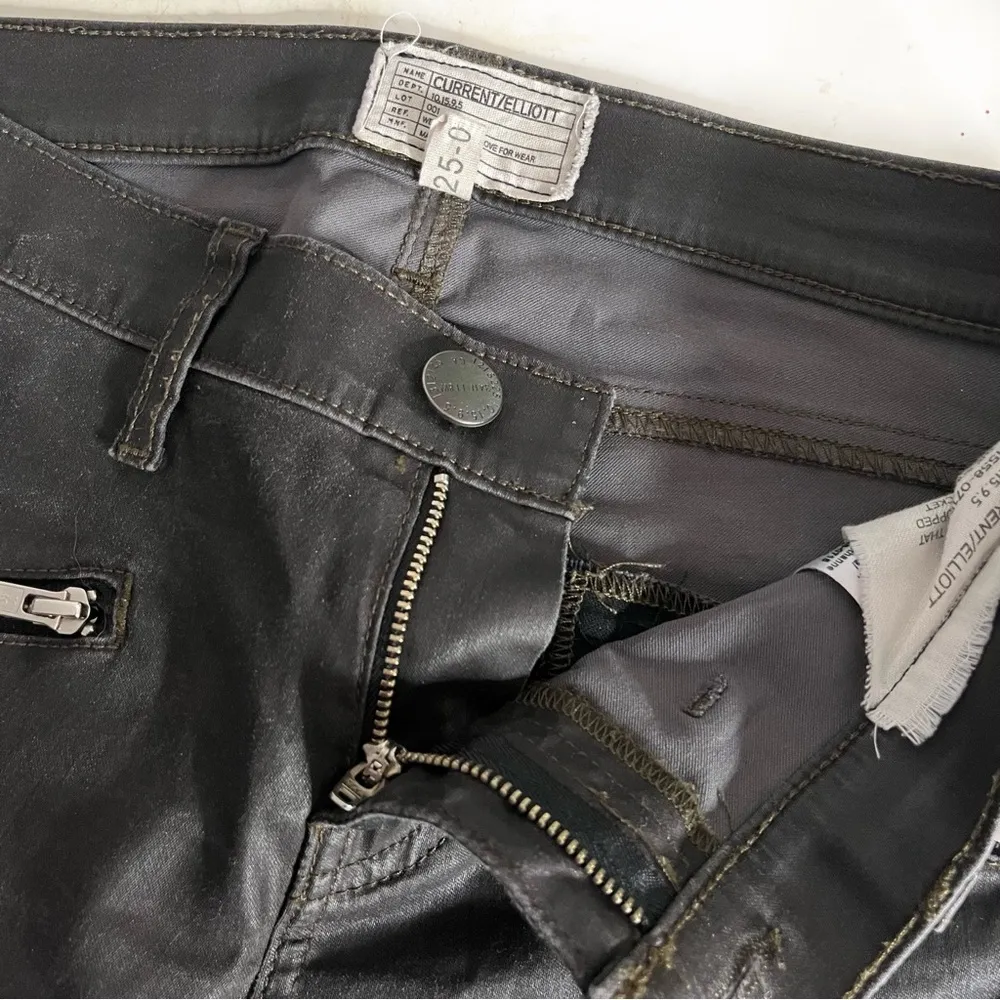 CURRENT ELLIOTT The Soho Zipped Stiletto Jeans Grey Coated Retro Skinny Size 25 - Image 8