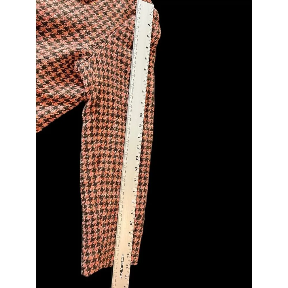 VTG Jonathan Michael Pink Wool Blend USA Houndstooth Coat 16 - Image 8