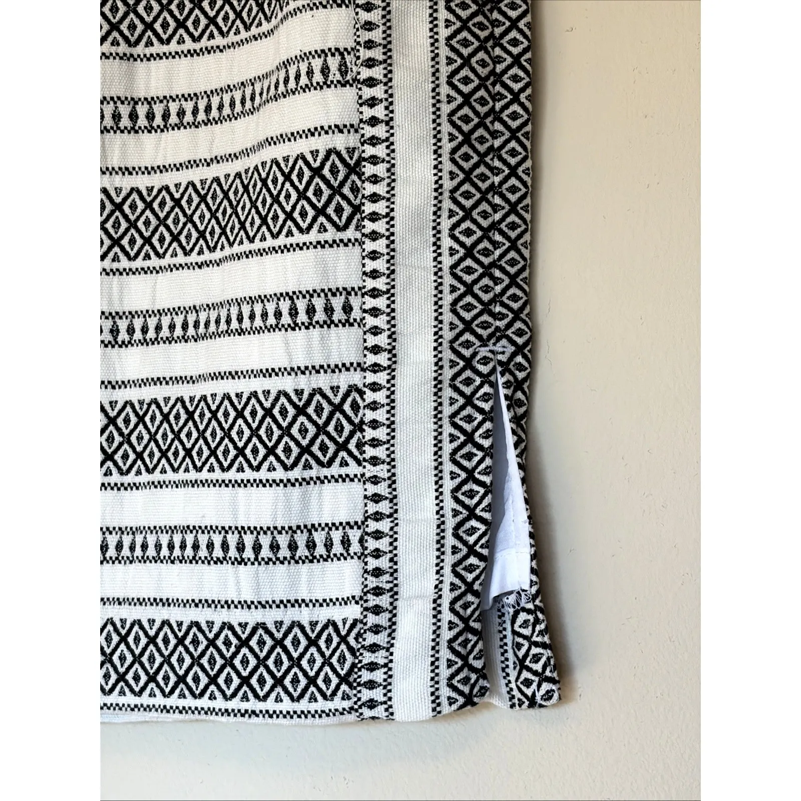 Loft Outlet Cream Black Geometric Stripe Cotton Pencil Skirt Womens 4 Petites 4P - Image 2