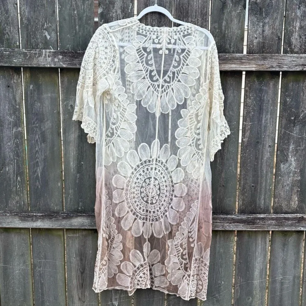 Mystree Ombré‎ Boho Lace Kimono S/M - Image 3