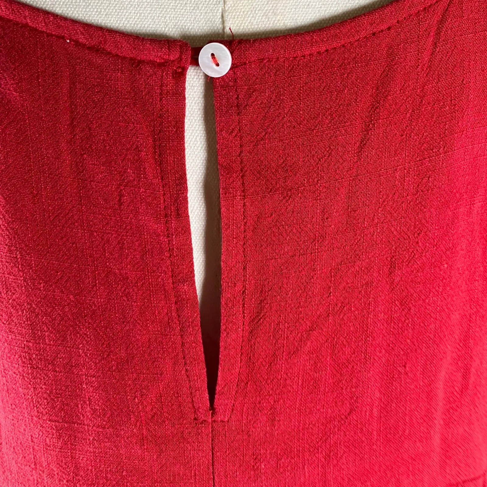 Umgee USA Red Linen Blend Tiered Mini Dress Short Sleeve Casual Womens Small New - Image 6