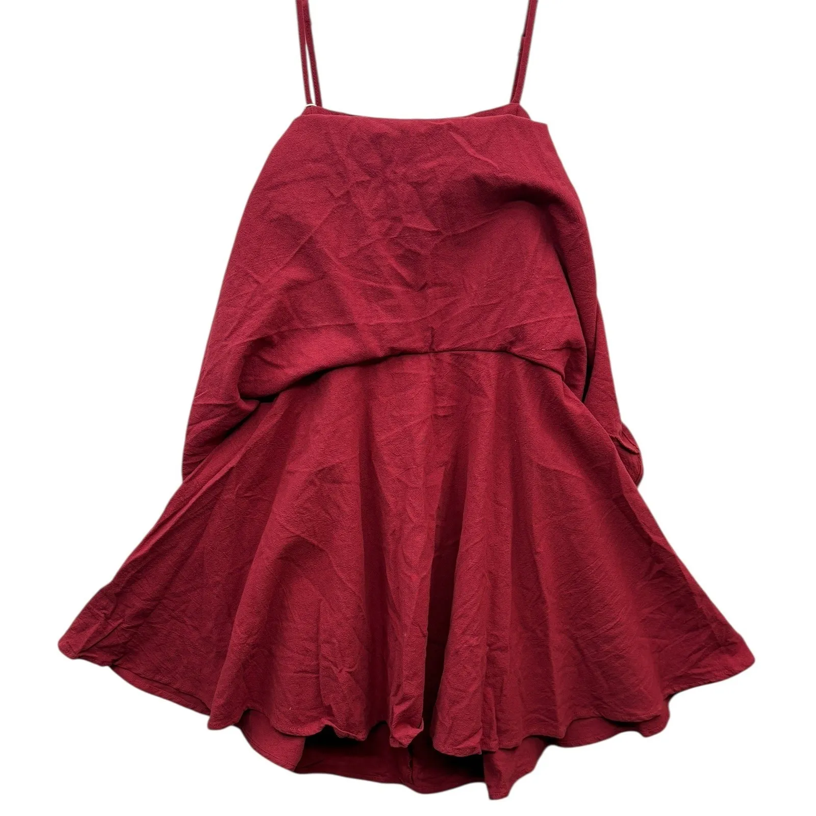 Halara Women's Tie Back Tiered Ruffle Flowy Slip Mini Casual Linen Feel Dress S - Image 3