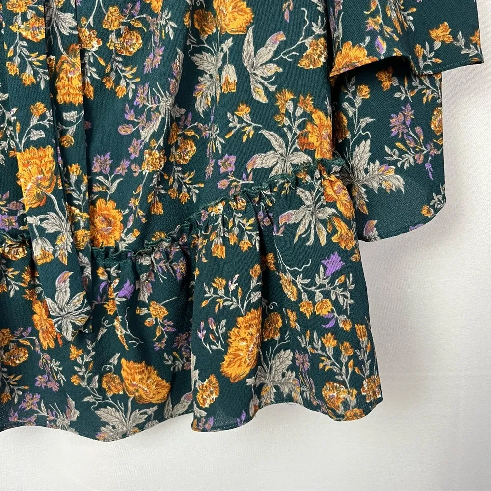 Boutique Umgee Teal Blue Floral Off Shoulder Short Sleeve Top S - Image 5