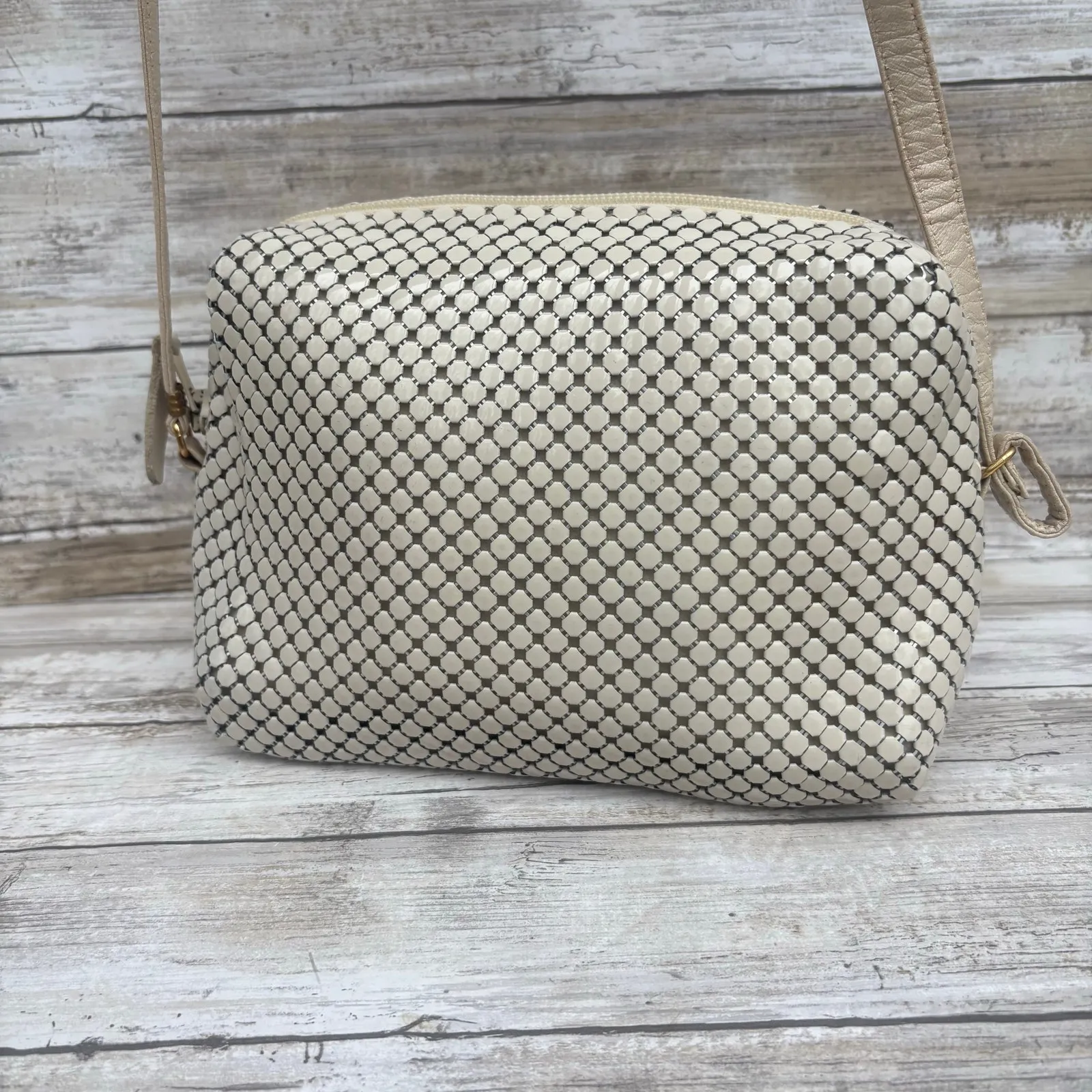 VTG Whiting and Davis Purse Metal Mesh Ivory Shoulder Bag Retro Classic Evening - Image 3