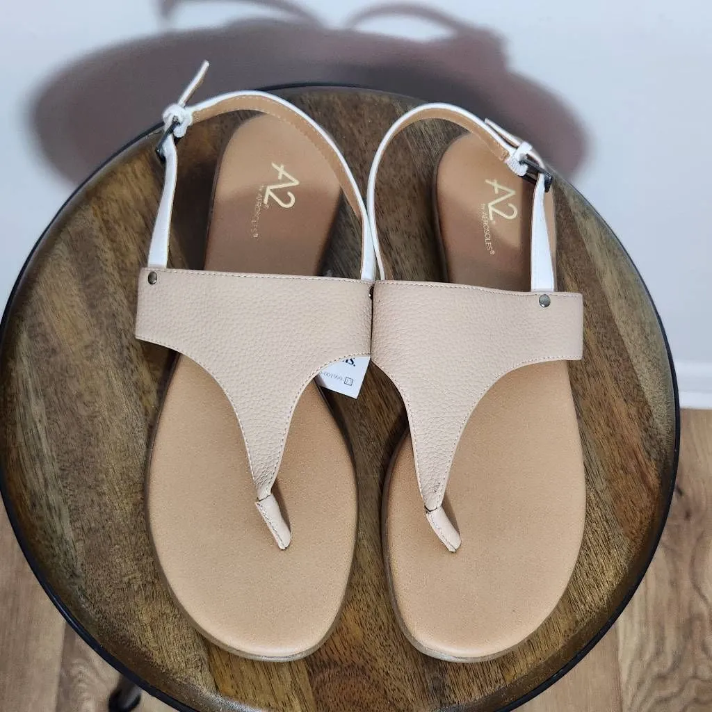 A2 by Aerosoles Tan and White Slingback Sandals NWOT Size 10 Tan Sandals - Image 3