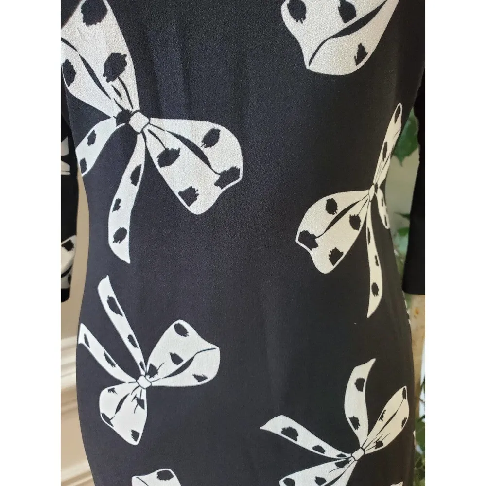 Banana Republic Womens Black 3/4 Sleeve Round Neck Knee Length Dress Petite 00 - Image 3