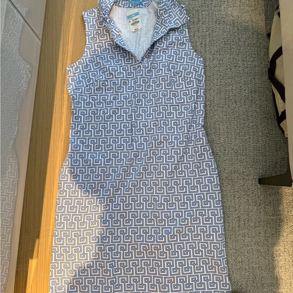 J. McLaughlin  Blue and White Geometric Dress - Image 4