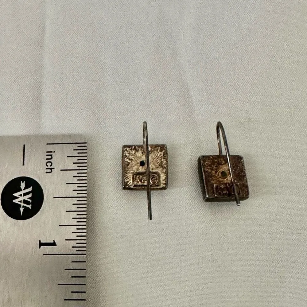 Kenneth Cole  blue and silver tone square earrings - Image 5