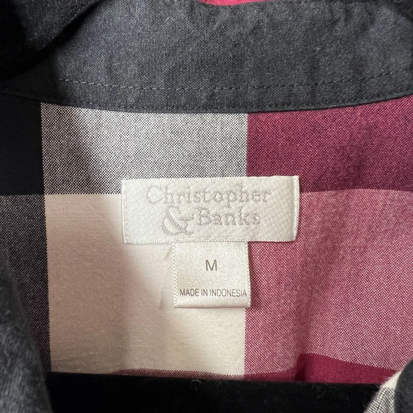 Christopher & Banks Womens Plaid Button Down Long Sleeve Shirt Top Medium - Image 4