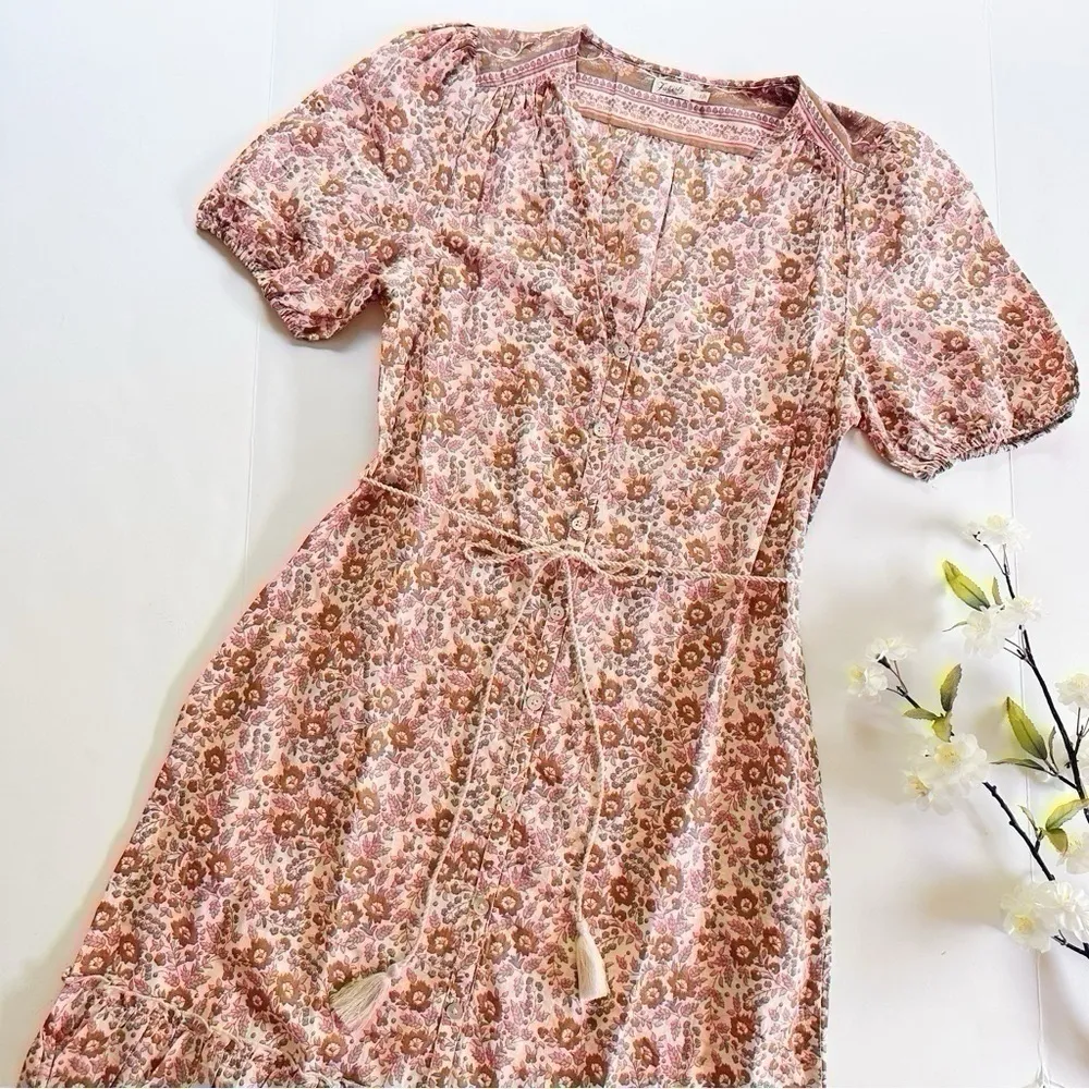 NEW Faherty Orinda Floral Print Organic Cotton Maxi Dress Earth Block Print - Image 4