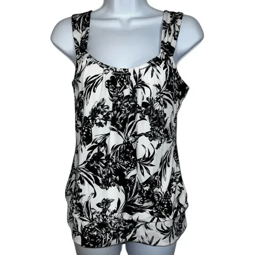 WHITE HOUSE BLACK MARKET Black and White Floral Chain Link Tank Top NWOT Size XS - Image 2