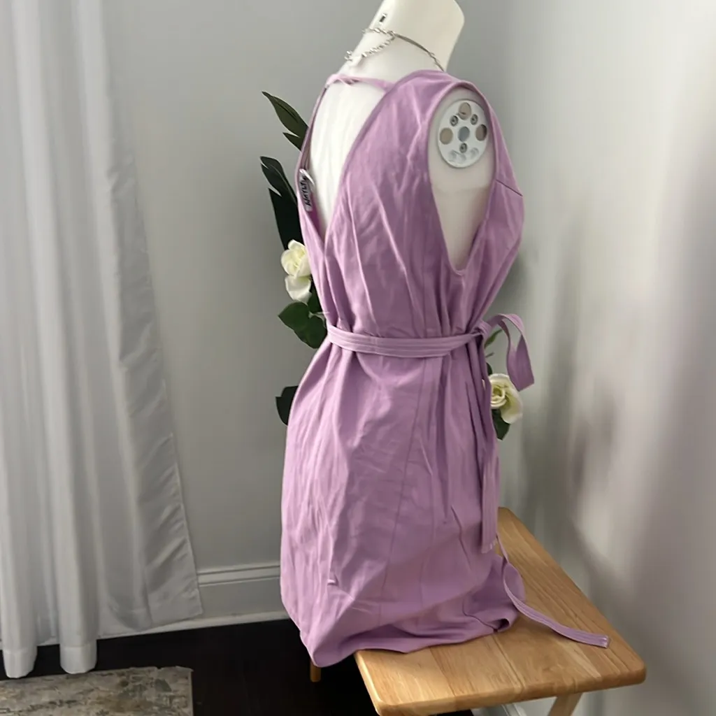 Amylynn Lavender Sleeveless Wrap Dress deep V tie Purple Size 6 - Image 5
