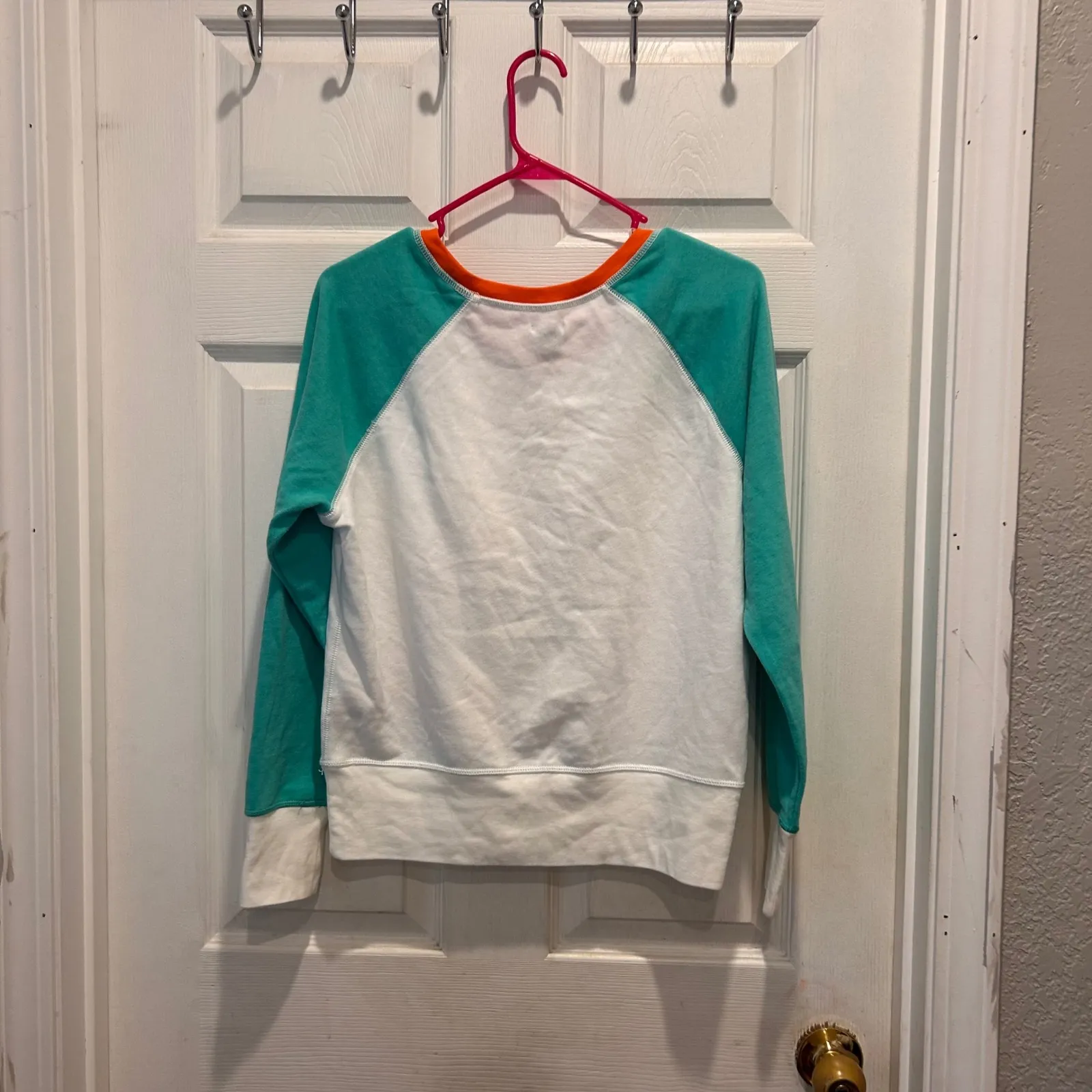 NWT Aerie Womens Sweatshirt L Sleeve‎ Colorblock White Green Orange Large - Image 6