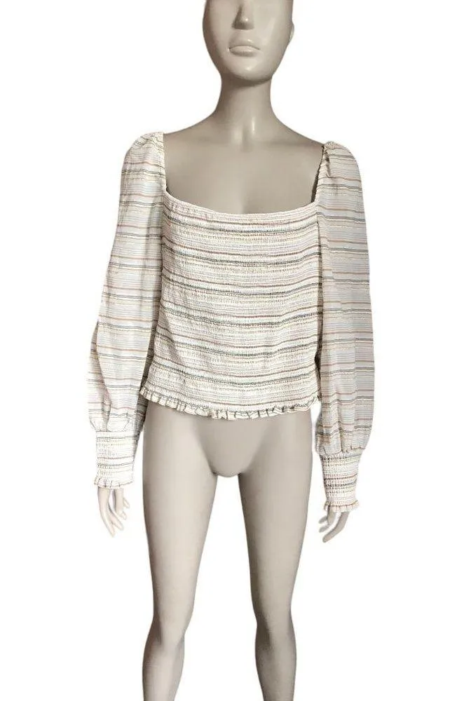 NWT Gianni Bini White and Brown Long Sleeve Crop Top - Image 4