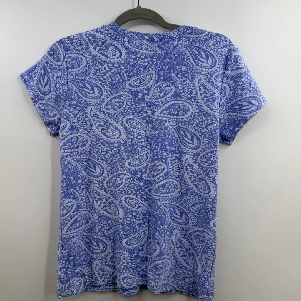Fresh Produce Paisley V-Neck Women's Top purple cotton size L Large - Image 4