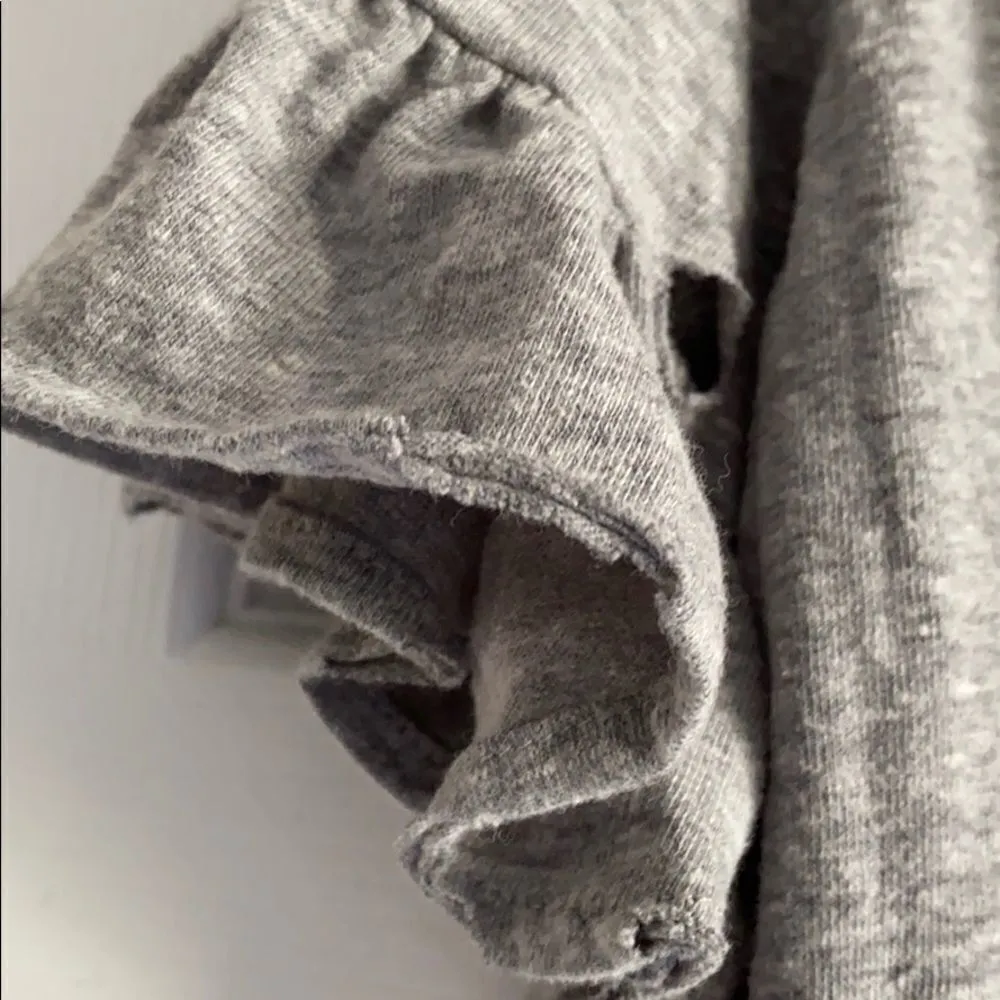 Dance & Marvel Grey Patch Ruffle Sleeve Bodysuit with Distressed Holes - Image 3