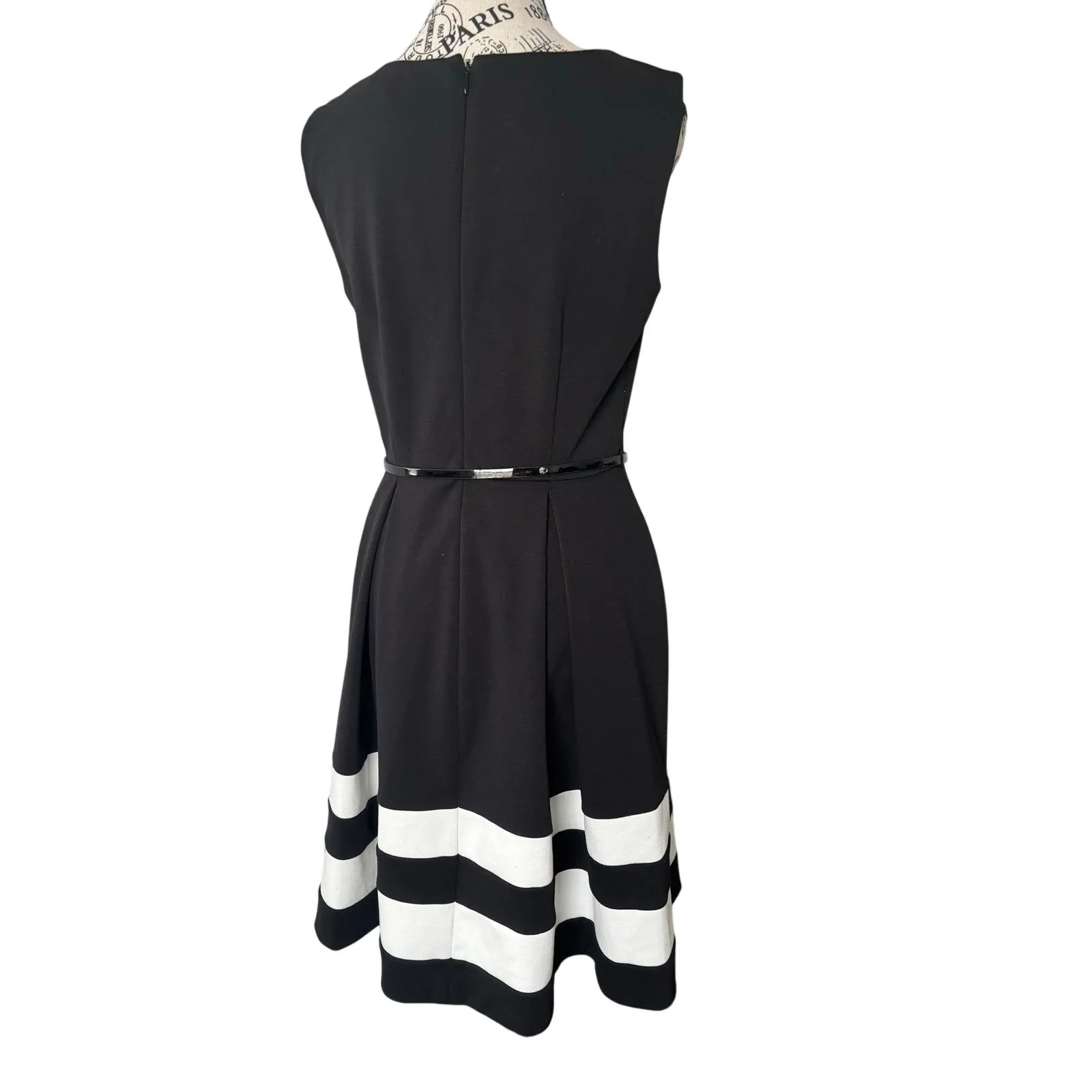 Calvin Klein Fit-and-Flare Striped Belted Dress - Image 2