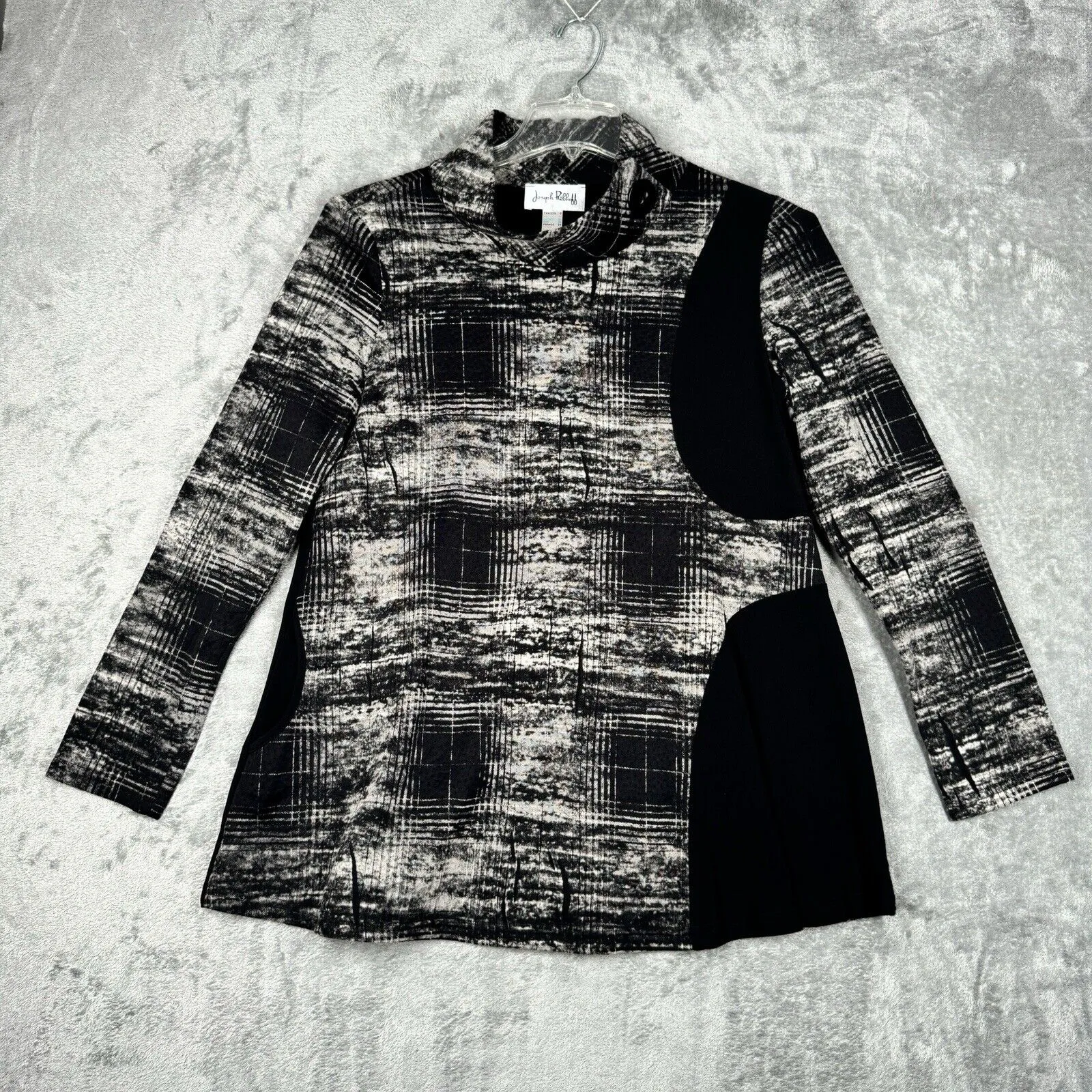 Joseph Ribkoff Shirt‎ Women 8 Black White Marled Tunic Business Casual Lagenlook - Image 2