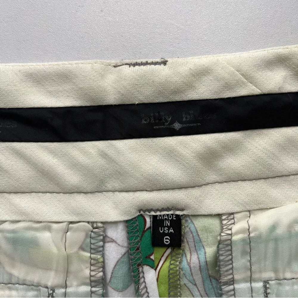 Billy Blue High Riss Floral Burmuda Shorts Green Cotton Small Medium 6 - Image 4