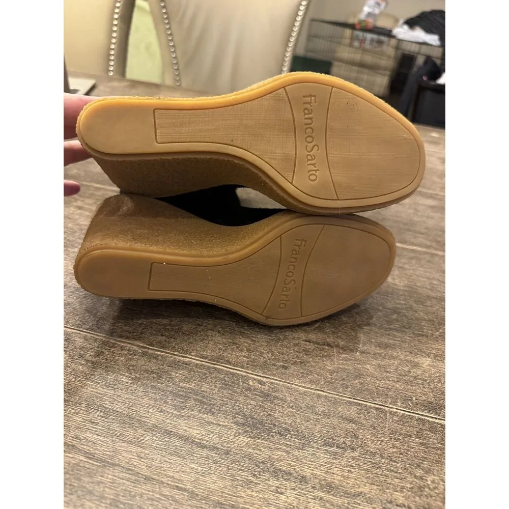 NEW Franco Sarto Women's Ulayna‎ Suede Faux Fur Wedge Boots Black Size 8 - Image 9