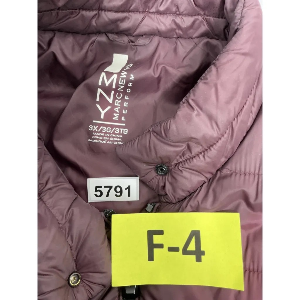 Womans Marc NY Performance Light Weight Puffer Jacket 3X Maroon Full Zip - Image 3