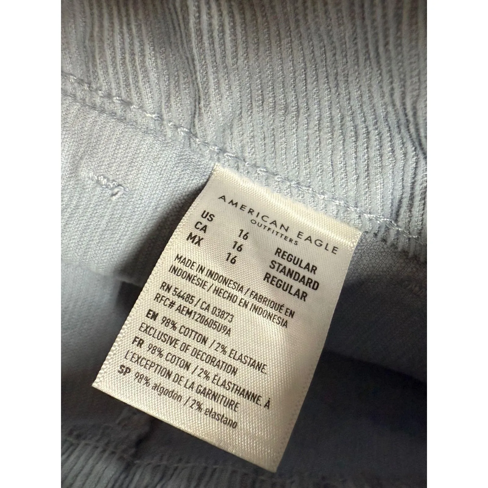 American Eagle Super High Rise A Line Corduroy Blue Button Skirt Size 16 - Image 5