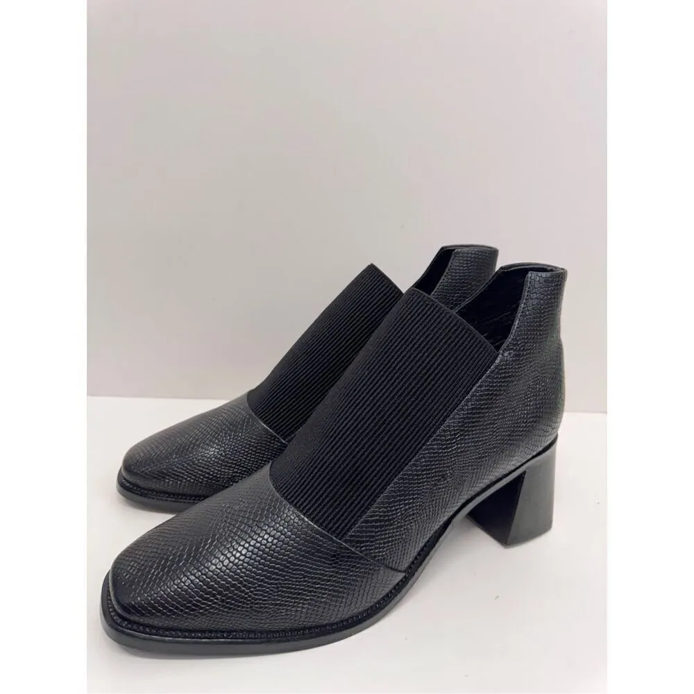 Journee Signature Booties Size 10 Black Leather Stretch Vamp Block Heel NEW - Image 3