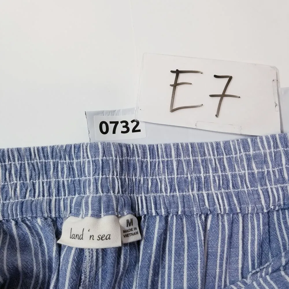 Land' n Sea Stripes Linen Blend Straight Leg Pants White and Blue Size M - Image 12