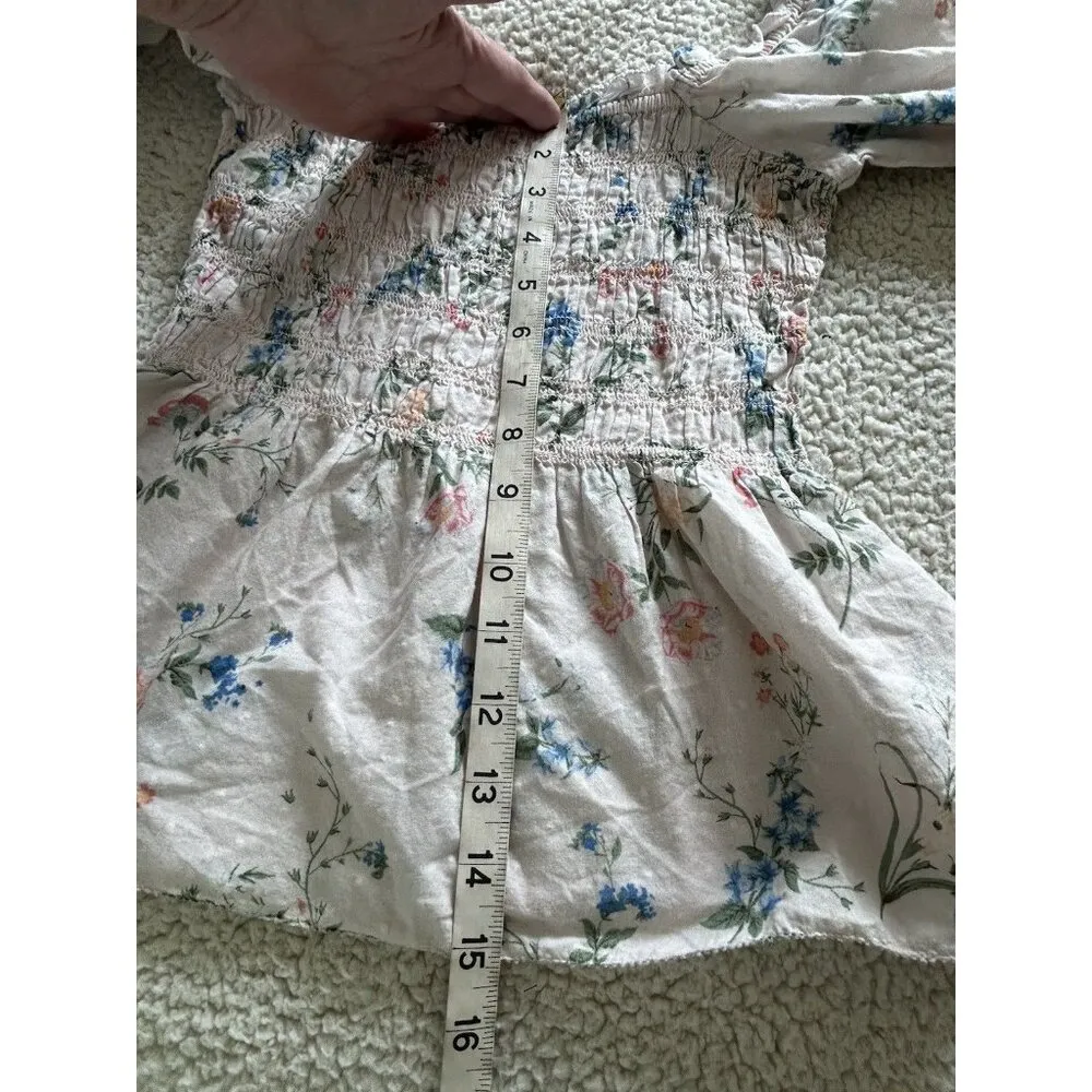 SAYLOR Women Pink Cotton Floral Smocked Peplum Clover Blouse Boho Top Size S - Image 14