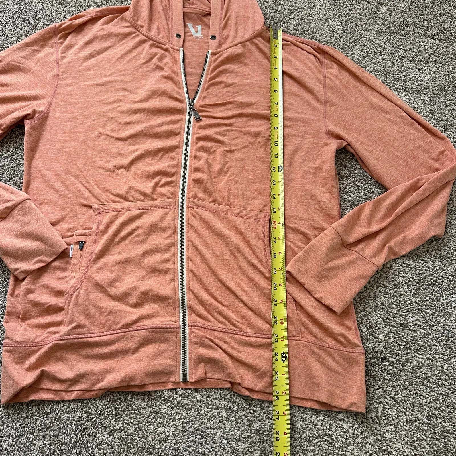 Vuori light orange zip-up hoodie jacket size L - Image 8