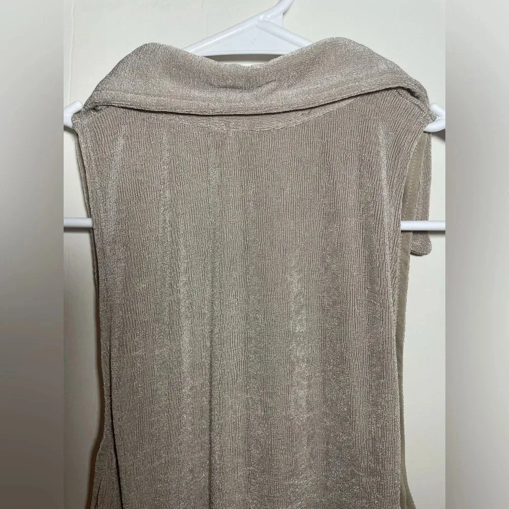 Mable Beige Ruched Button Front Collared Sleeveless Mini - Image 5