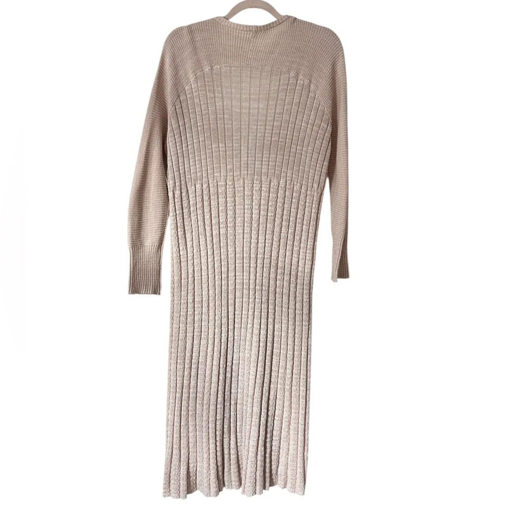 Free People Cream Midi Cardigan Button Front Long Sleeves Knit Lightweight Small - Image 2