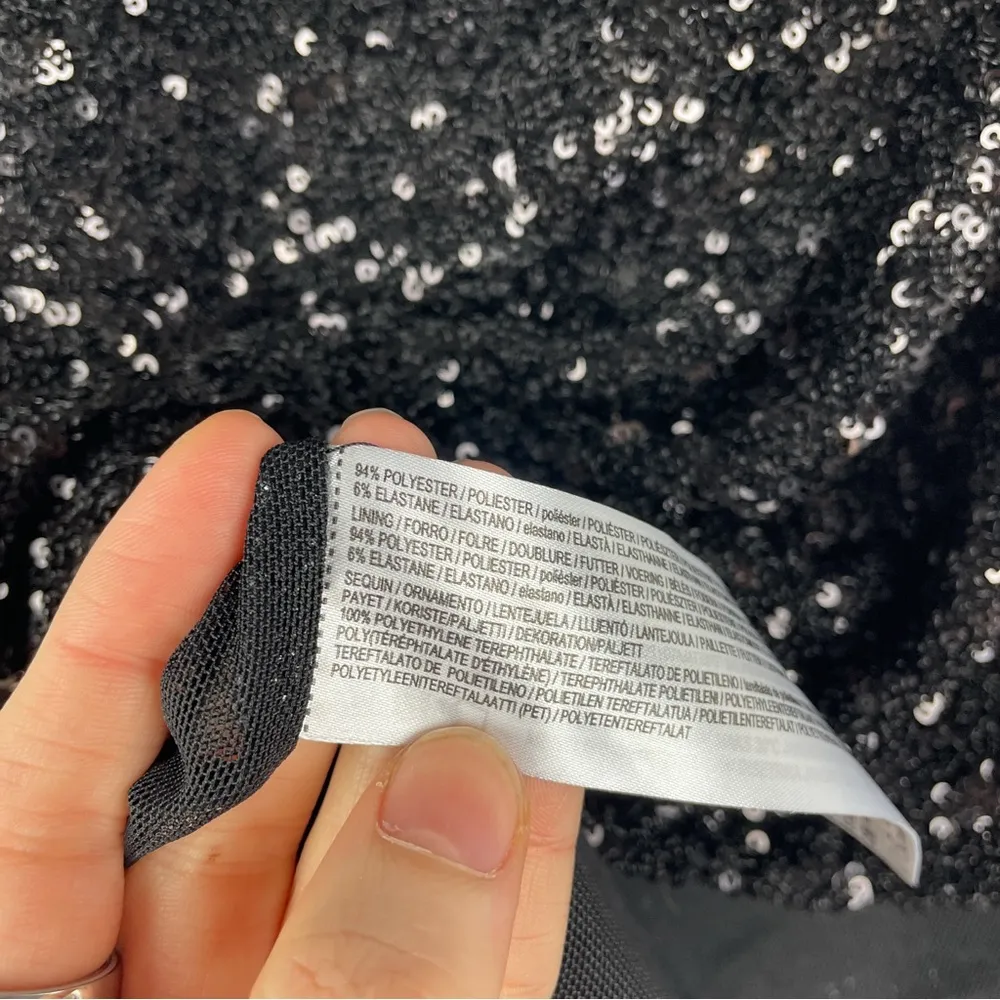 NWT Mango Mng Sequin Asymmetric Long Sleeve One Shoulder Blouse Top Glam Sexy L - Image 9