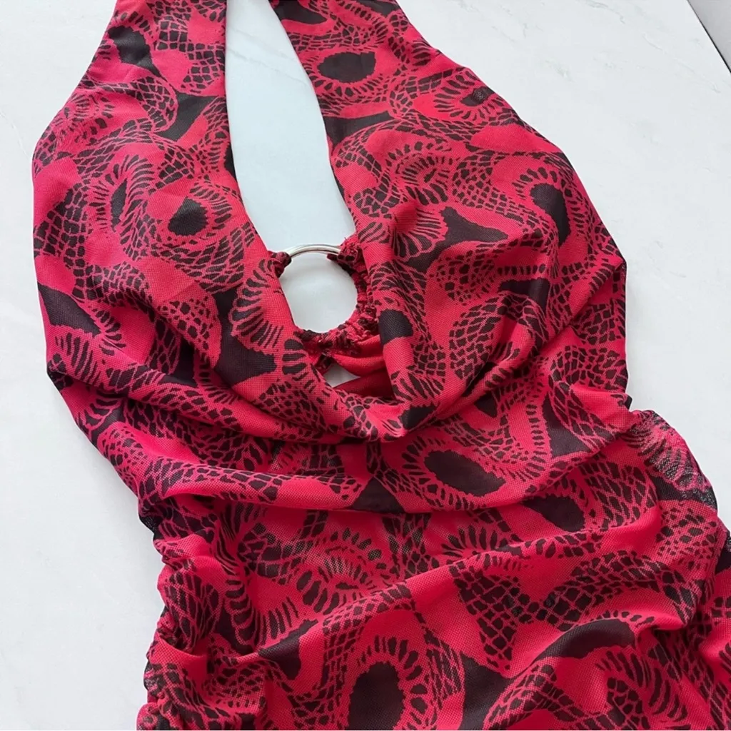 I.am.gia I AM GIA Elegant Red and black snake print Halter Dress Medusa Dress - Image 6