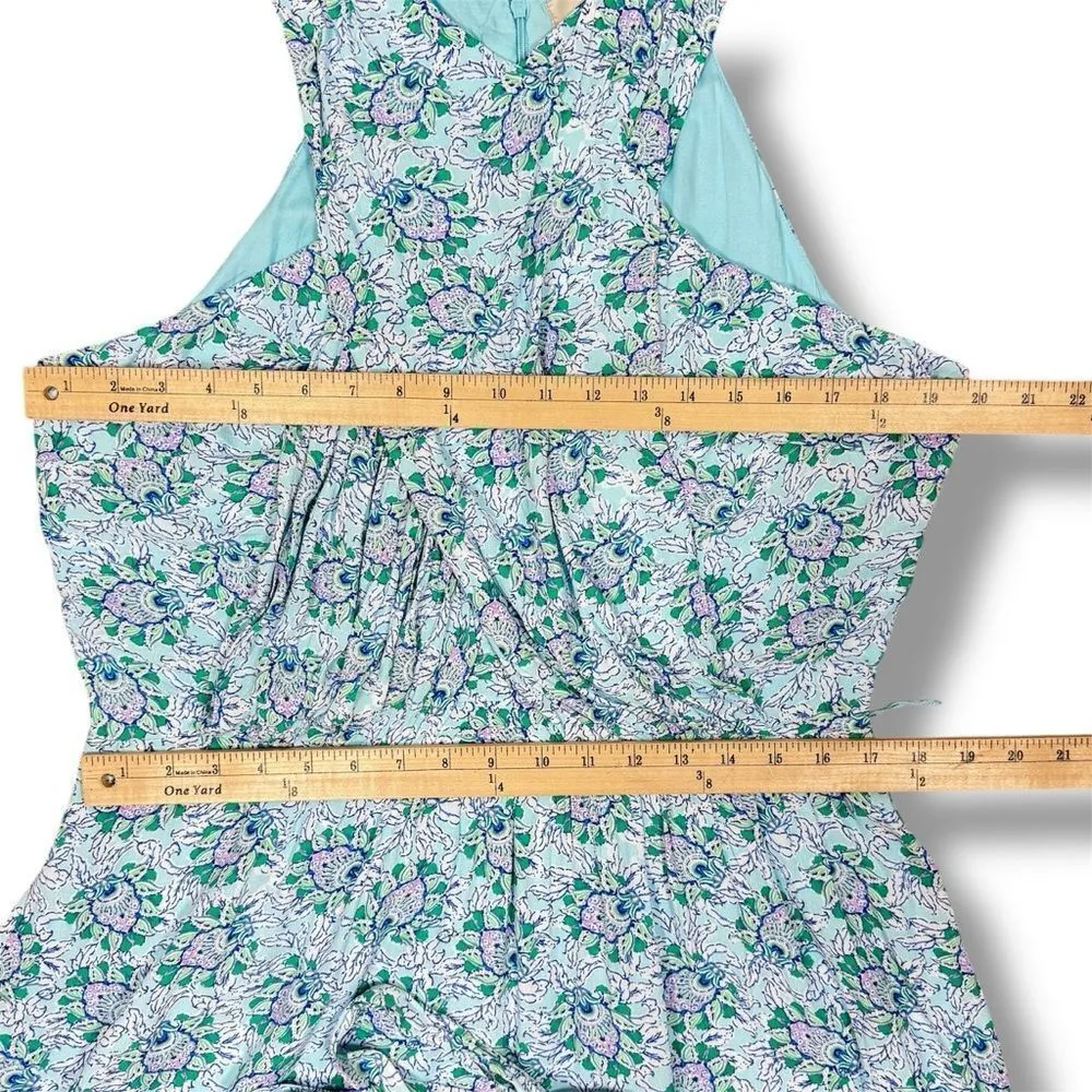 Loft Floral Bloom Crossover Halter Dress Blue Green Lavender‎ Size 4 Tall 4T - Image 15