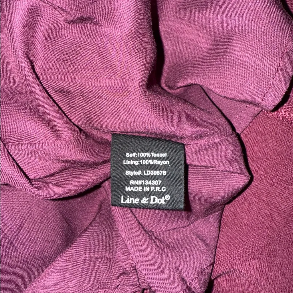 Line & Dot Burgundy Ruffle Midi Dress Size Medium Revolve NWT - Image 5