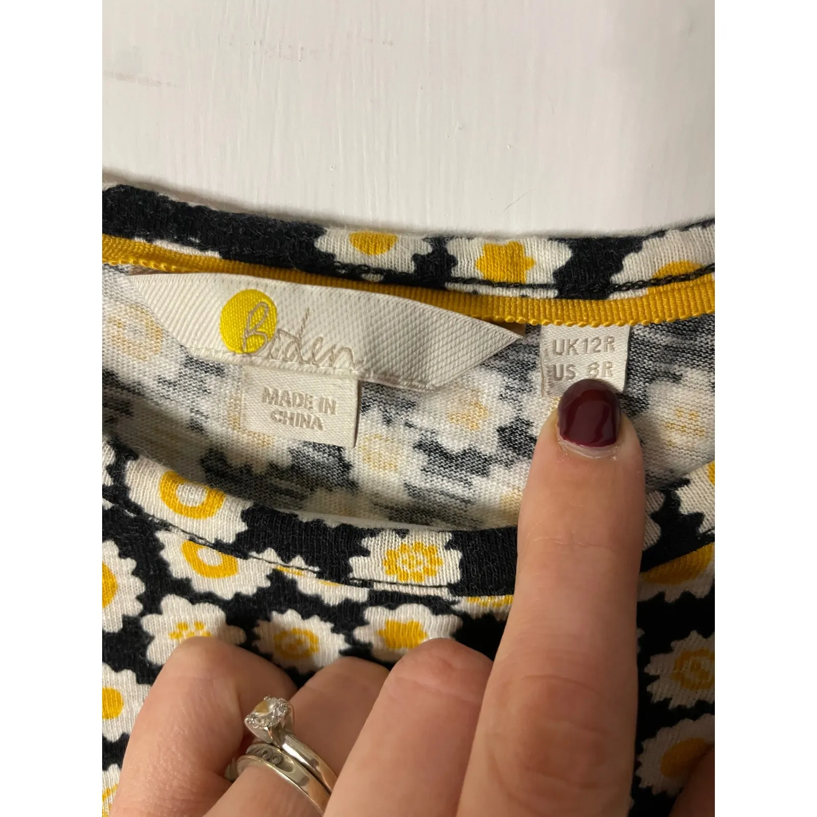 Boden Maxi Dress Daisy Print Black Yellow White Cap Sleeve Women's UK 12 US 8 - Image 2