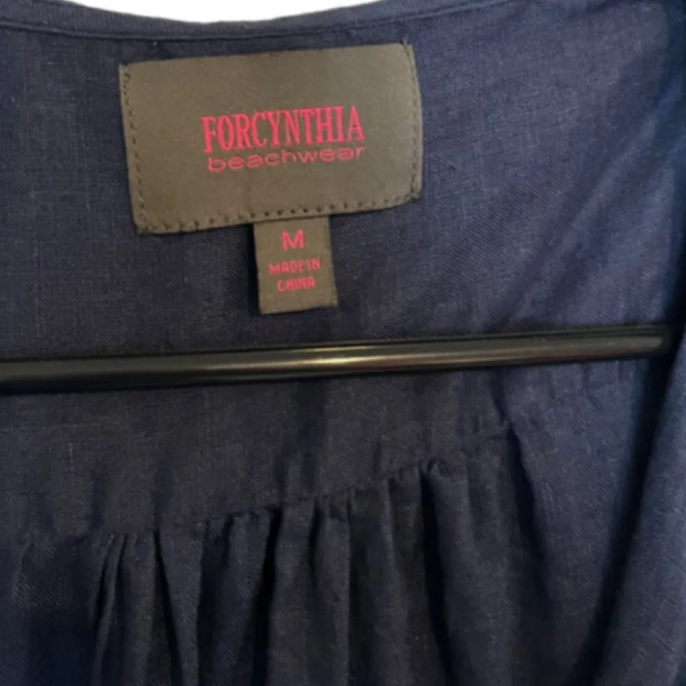 For Cynthia  beachwear 100% linen beach/swim cover up BLUE SIZE M - Image 7