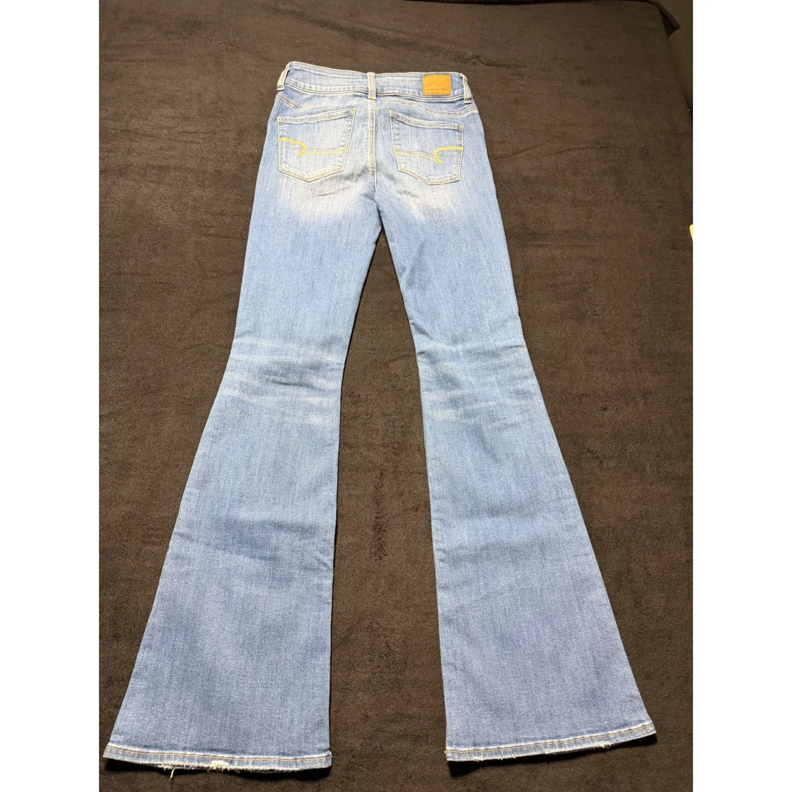 American Eagle Outfitters Women's Size 4 Long Super Stretch Flare Jeans Ripped - Image 11