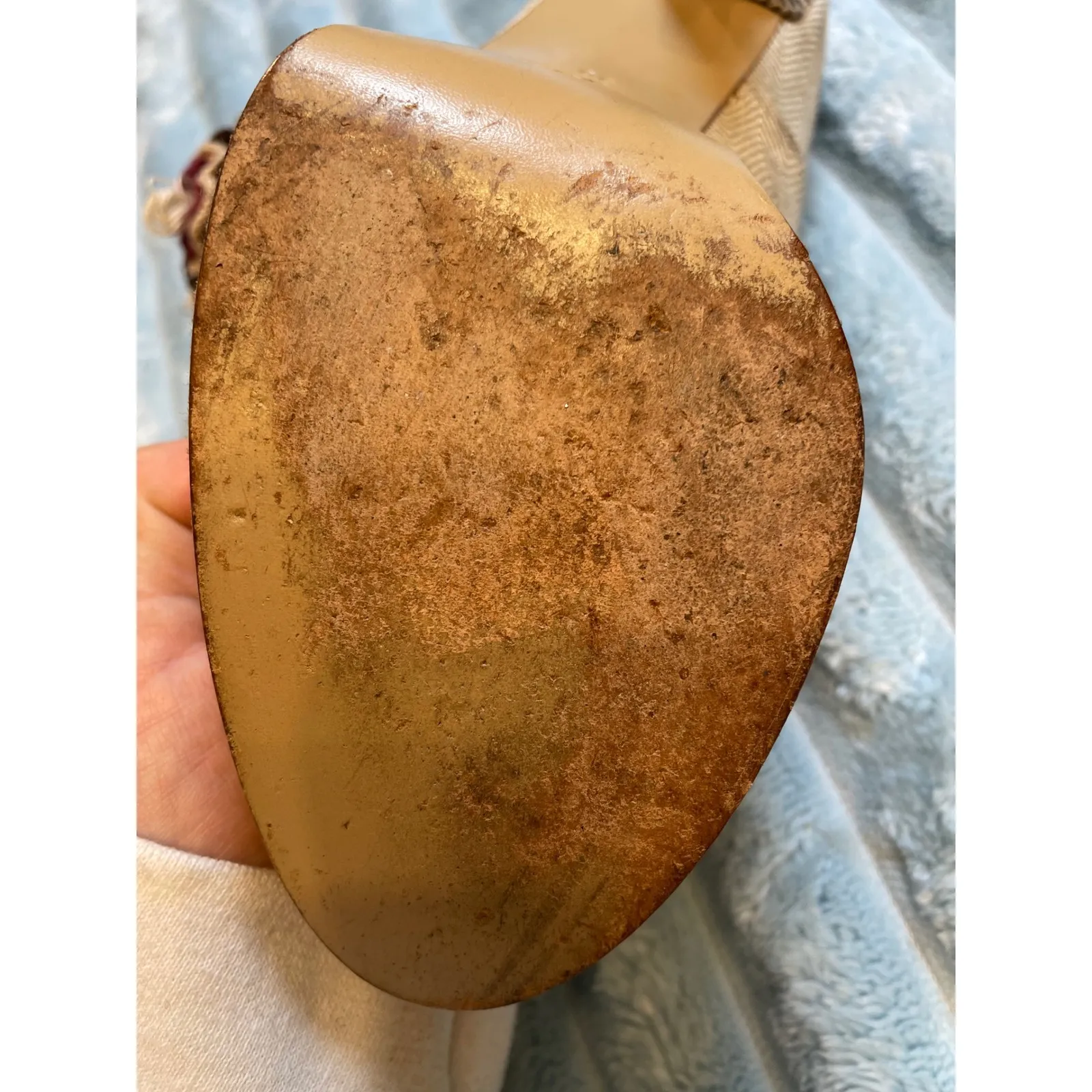 Kurt Geiger Heels Size 38 Beige Herringbone Crochet Flower Stiletto Pumps 7.5-8 - Image 4