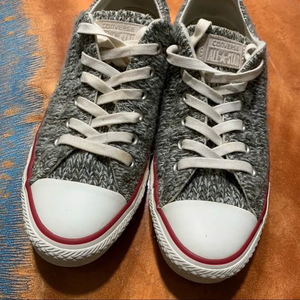Converse All Star Sweater Knit Gray Low Top Sneakers - Image 5