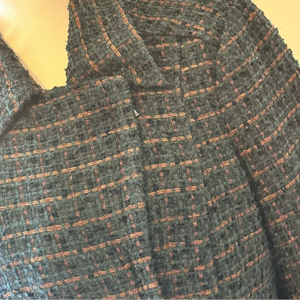 Coldwater Creek teal green boucle tweed jacket bronze metallic threads - Image 15