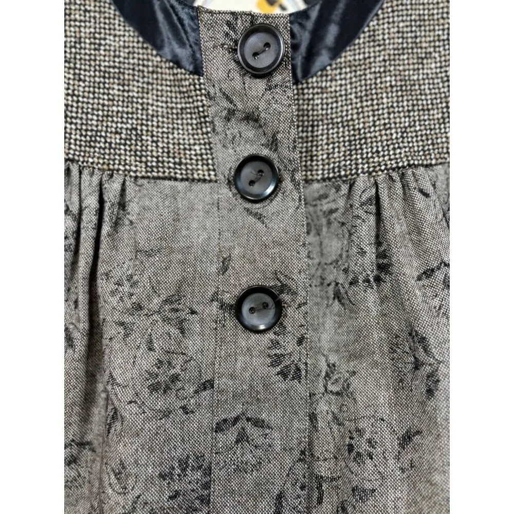 Nick & Mo Womens Brown Floral Cap Sleeve‎ Button - Image 2