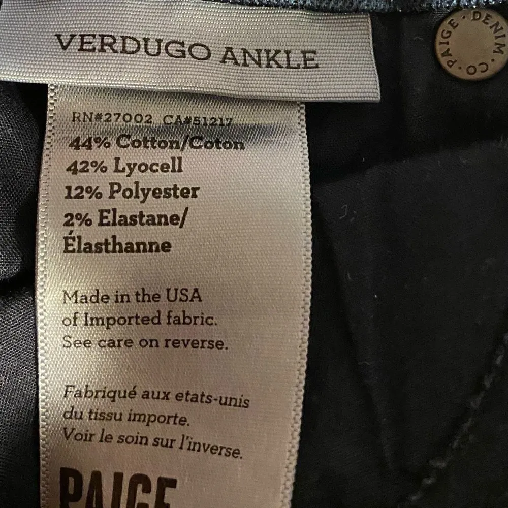 Paige Dark Wash Verdugo Ankle Skinny Jeans Size 26 - Image 11
