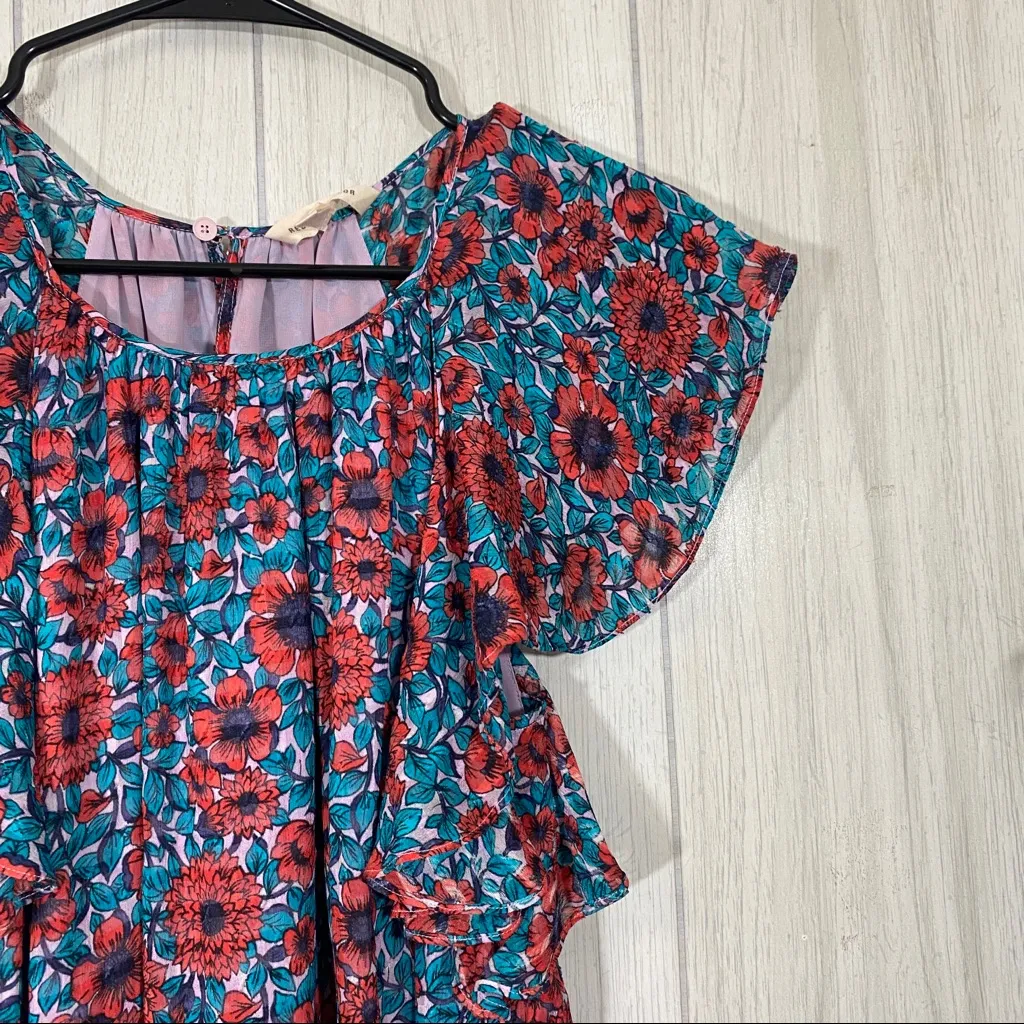 Rebecca Taylor Silk Blend Lindsay Floral Ruffle Sleeve Dress size 2 - Image 9