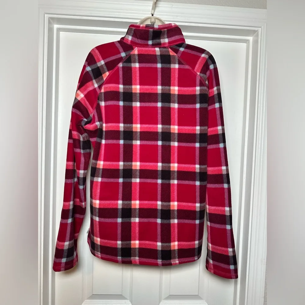 Eddie Bauer Red Plaid Women’s Long Sleeve Quarter Zip Pullover Sweater Shirt LG - Image 7