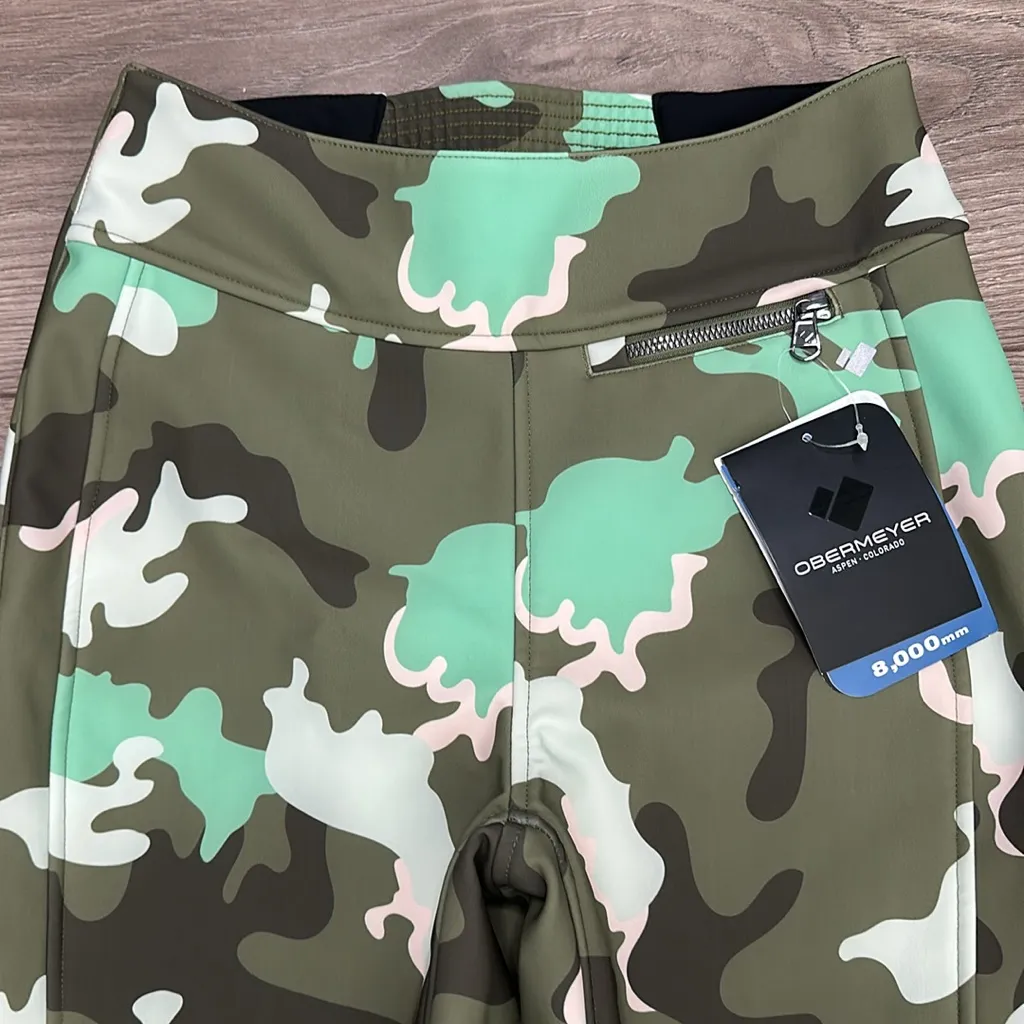 Obermeyer Jinks ITB Softshell Underboot‎ Green Camo Ski Snow Pants Size 8 - Image 3
